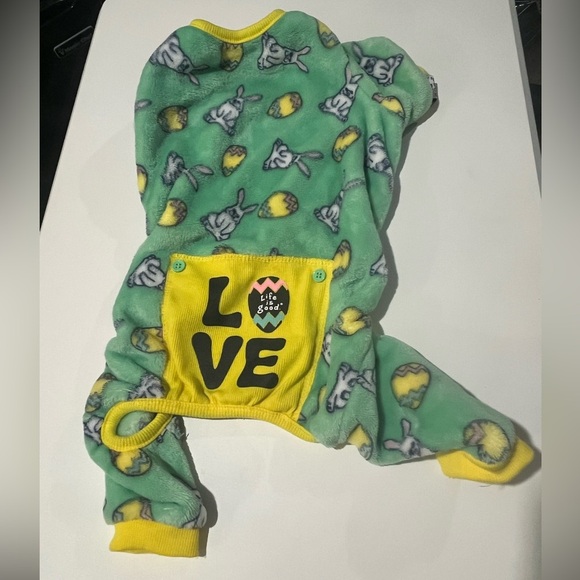 Life Is Good Green and Yellow Fleece Onesie - Picture 2 of 6